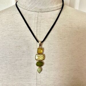 Lia Sophia long green pendant necklace